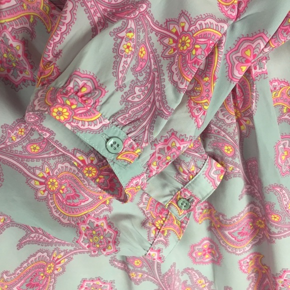 Gap Paisley Pink Pintuck 3/4 Sleeve Tunic Size XS - Picture 4 of 8